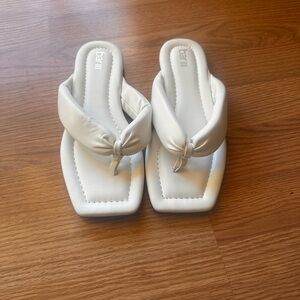 Bar III Women's Cream Knot Slide Sandals